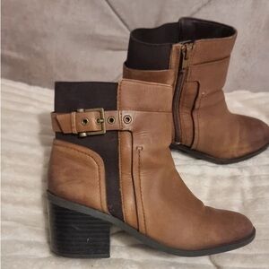 Elegant Tan and Brown Heeled Boots